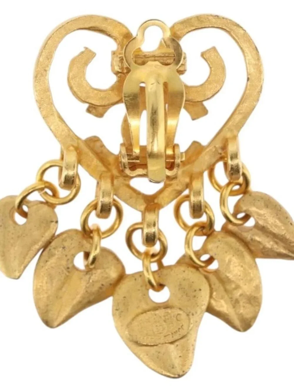 CHANEL Heart COCO Mark Earring metal Gold Tone CC Auth 168046V
